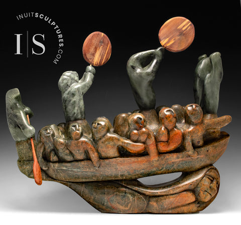 Bateau Umiak de 23 pouces avec passagers par Abraham Ruben *Grands espoirs*