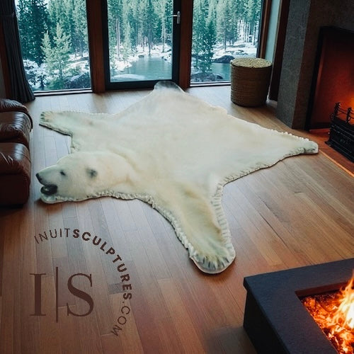 Original Polar Bear Skin Rug – Inuit Sculptures Art Gallery
