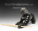 VINTAGE 11" Eskimo Hunter with Spear by Isaaci Etidloie *Cloak and Dagger*