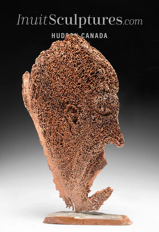 Tête de 12 pouces par le maître sculpteur Manasie Akpaliapik *Les pensées d'un homme*