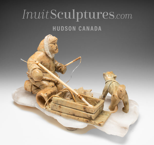Hunter and Dog Sled Peter K Inuit Sculptures Art Inuit Sculptures Art
