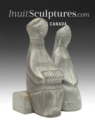 VINTAGE 4" Yup'ik Couple  by Unknown Russian Carver *Patience*