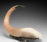 16"  Muskox Horn Crane with Egg by Charlie Ookpik Gjoa Haven *Hope*