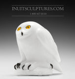 8" SIGNATURE White Owl by Elite Carver Manasie Akpaliapik *Pure Innocence*
