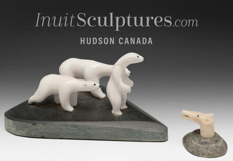 VINTAGE 6" Ours et loutre par Kane Urkarqsak *Un acte de foi* CHOIX DU CONSERVATEUR