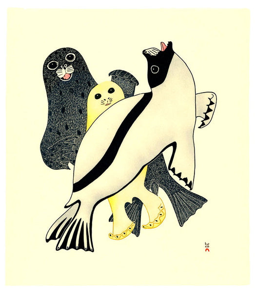 2008 ARCTIC SEALS by Kananginak Pootoogook – Inuit Sculptures Art