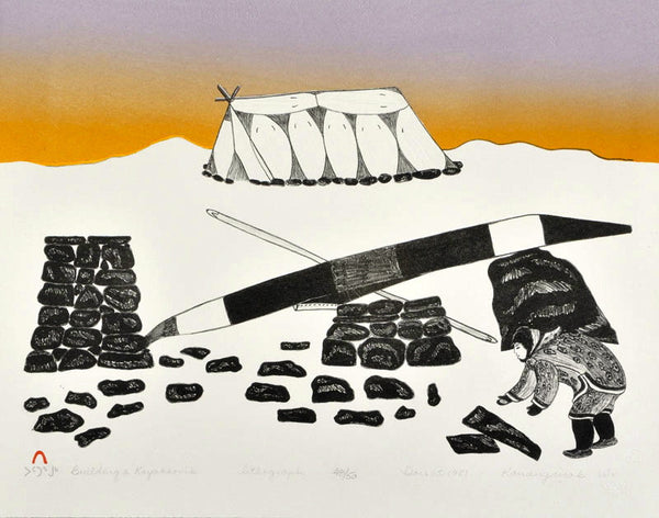 1981 CONSTRUIRE UN KAYAKKOVIK par Kananginak Pootoogook