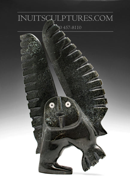 Hibou 13" avec yeux incrustés par Palaya Qiatsuq