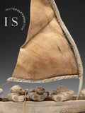 24" Masterpiece Whale Bone Umiak (Boat) by world famous Bob Kussy & Goota Ashoona