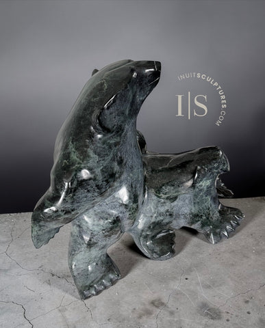 VINTAGE 22" Bonded Bear and Walrus  LAST Masterpiece of Elite Master Carver Nuna Parr *Never Apart*