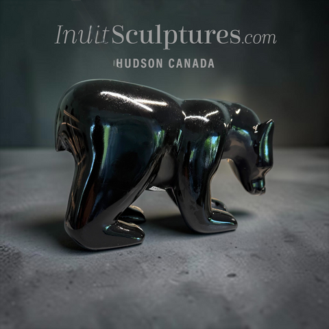 CURATOR'S CHOICE  BOLD 12" Walking Bear by Ottokie Samayualie *Black Opal*