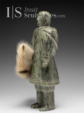 VINTAGE 10" Woman with Fur Blanket by Imaruituq Taqtu
