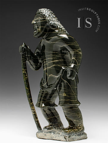 VINTAGE 18" Old Man Inuk by Norman Qumuataq *Uphill Walker*