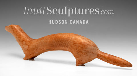 Loutre VINTAGE 9" sculptée dans du bois par Jack Haggerty *Slippery Slope*