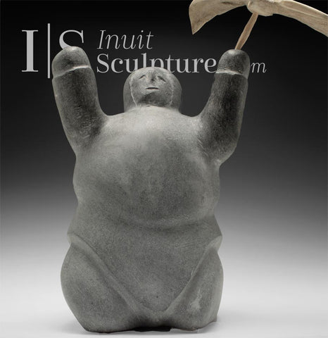 16" Mother & Child Eskimo and Bird by Tuna Iqulik