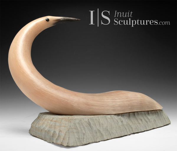 14"  Muskox Horn Crane by Charlie Ookpik Gjoa Haven
