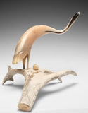 14" Muskox Horn Crane with Egg  by Buddy Alikamik *Expectant*