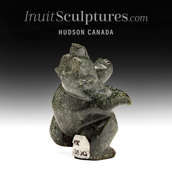 4" Ta Dah! Dancing Bear Adamie Mathewsie Inuit Sculptures Art Inuit