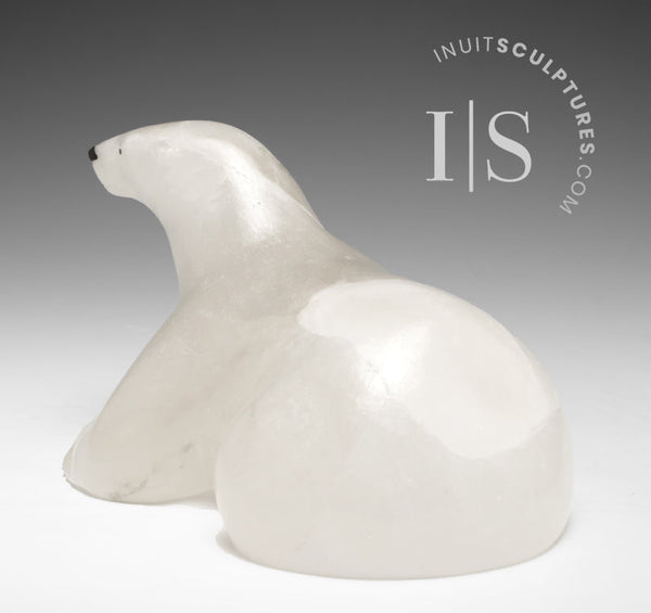 8" Lying Polar Bear by Derrald Taylor *Smudge Inuit Sculpture for sale