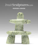 3" Light Green Inukshuk by Alex Lyta Inuit art Serpentine Sculpture Soapstone art