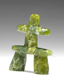 3" Apple Green Inukshuk by Alex Lyta Inuit Sculpture Serpentine stone