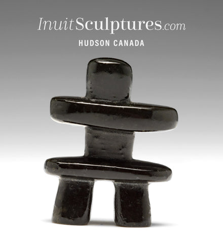 Black Inukshuk Inuit Sculpture by Inuit artist Alex Lyta 