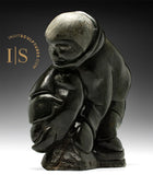 VINTAGE 120 lbs - 18" Eskimo Boy and Seal by Johnny Inukpuk (1911–2007) RCA