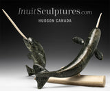 18" Sparring Narwhals by Emataluk Saggiak