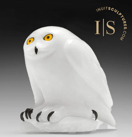 Hibou blanc 8" SIGNATURE par Elite Carver Manasie Akpaliapik *Pure Innocence*