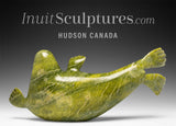 11" Basking Seal by the late Suati Qimirpik *Two Tail Fins Clapping* EXHIBITION PIECE AUG 14