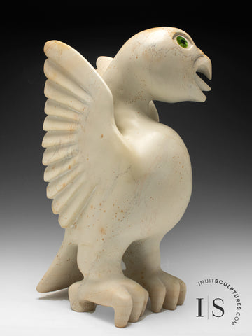 22" SIGNATURE White Marble Falcon Bird Spirit by Toonoo Sharky *Angelica*