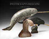 30" Mother and Calf Narwhals by Inuk Charlie