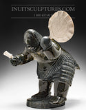 Grand danseur de tambour esquimau de 50 livres avec des dents par Jaco Ishulutak