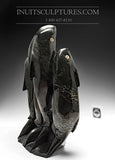 13" School of Char Fish with Inlaid Eyes by Kakee Ningeosiak