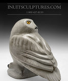 9" Grey Slate Owl by Famous Manasie Akpaliapik