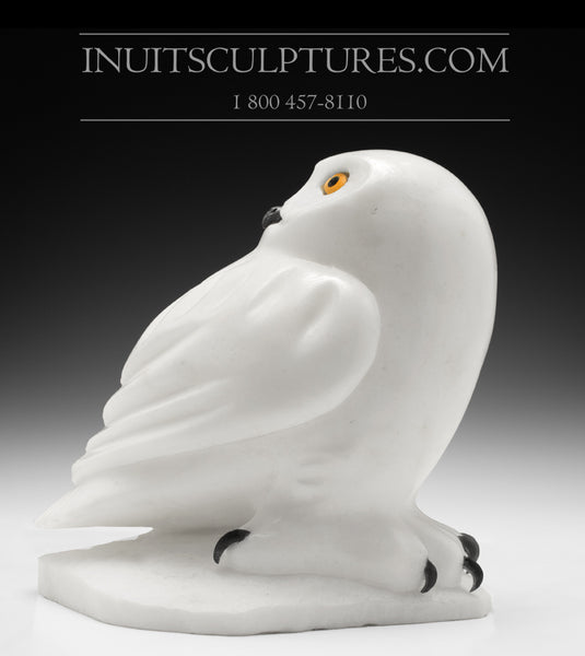 8" White Owl by Famous Manasie Akpaliapik