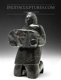 9" Carver Carrying Soapstone by Pits Qimirpik