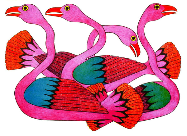 2002 CYGNES AU COUCHER DU SOLEIL de Kenojuak Ashevak