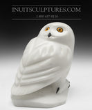 9” Pure White Owl by Famous Manasie Akpaliapik