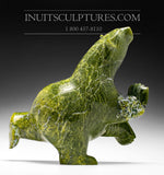 17" Green Dancing Bear by Ashevak Adla