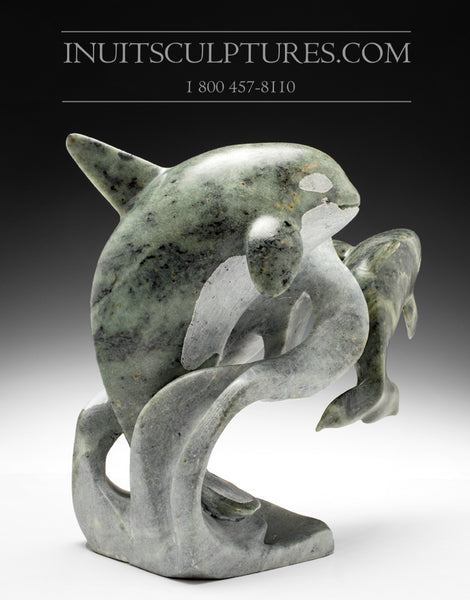 10" Mother and Calf Orca (Killer) Whales by Master Derrald Taylor