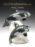 11" Proud Mother & Calf Orcas  Master Carver Derrald Taylor