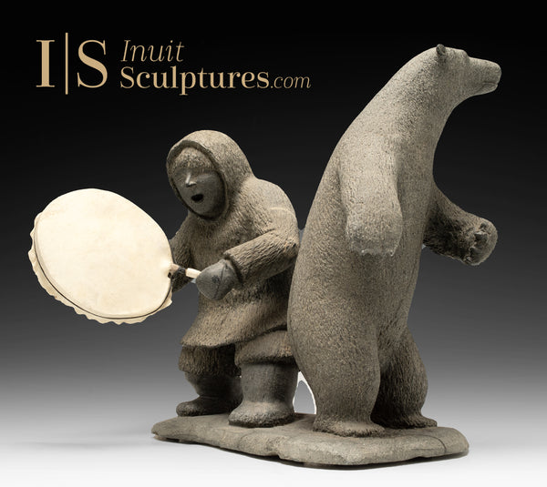 13" Drum Dancer and Bear by Lazarus Malliki *Dance Partners*
