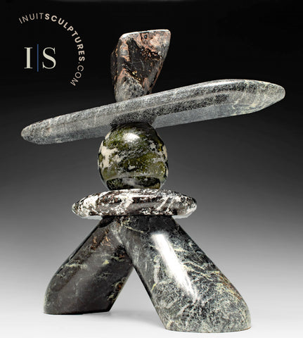 18" SIGNATURE Inukshuk by Paul Bruneau *Granite*