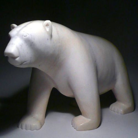 HUGE! 19" White Polar Bear by Famous Kooyoo Peter