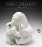 12" Mother bear hugging her cubs by World Famous Manasie Akpaliapik