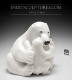 12" Mother bear hugging her cubs by World Famous Manasie Akpaliapik