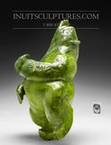 11" Dancing Electric Green Bear by Mosesee Pootoogook