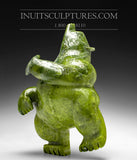 11" Dancing Electric Green Bear by Mosesee Pootoogook