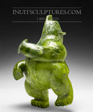 11" Dancing Electric Green Bear by Mosesee Pootoogook